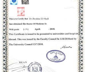 Doctor of Medicine Certificate.